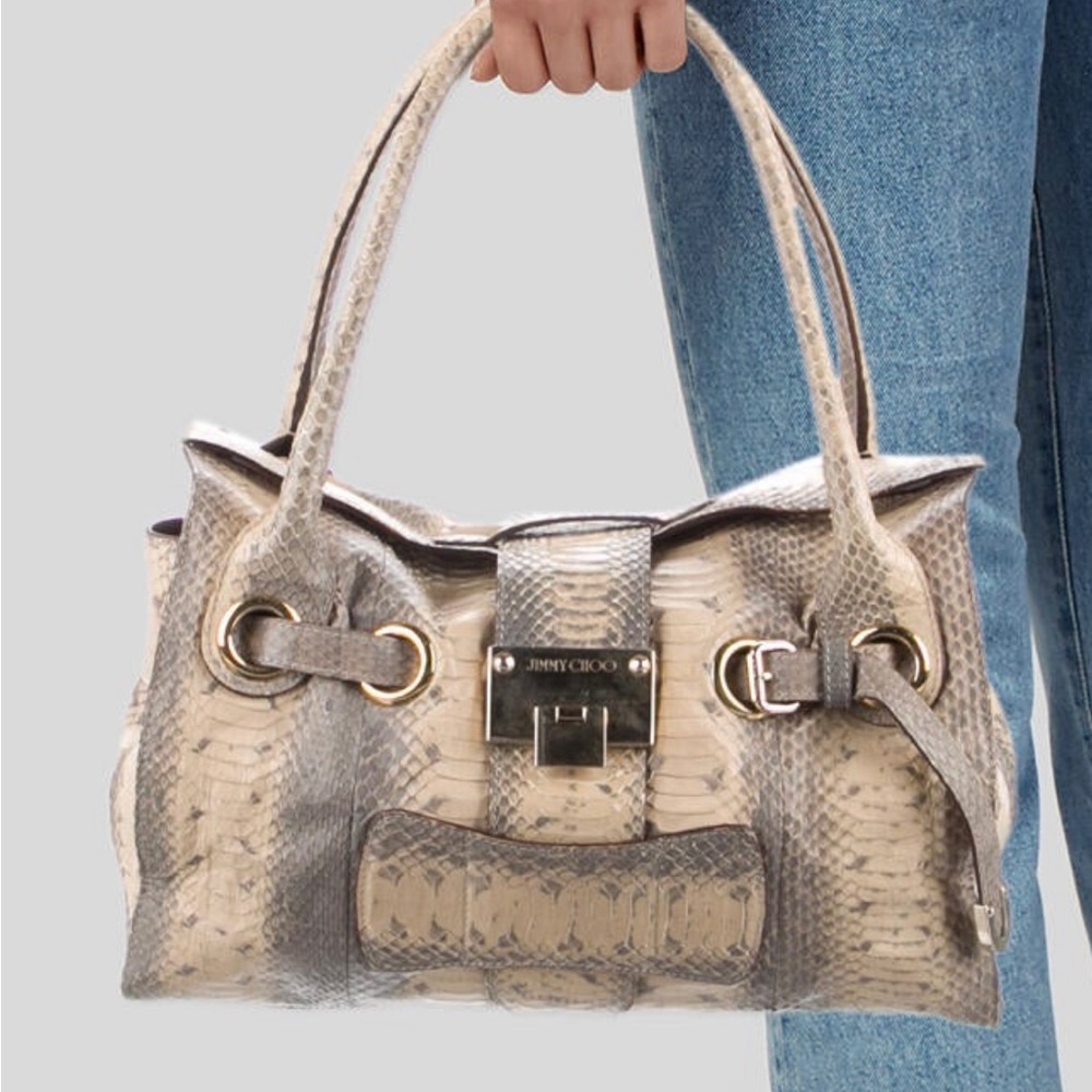Stunning Jimmy Choo Top Handle Bag Python Print N… - image 5